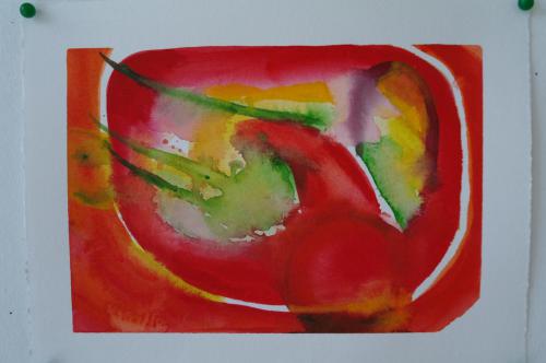 Rød abstrakion 25X19, akvarel